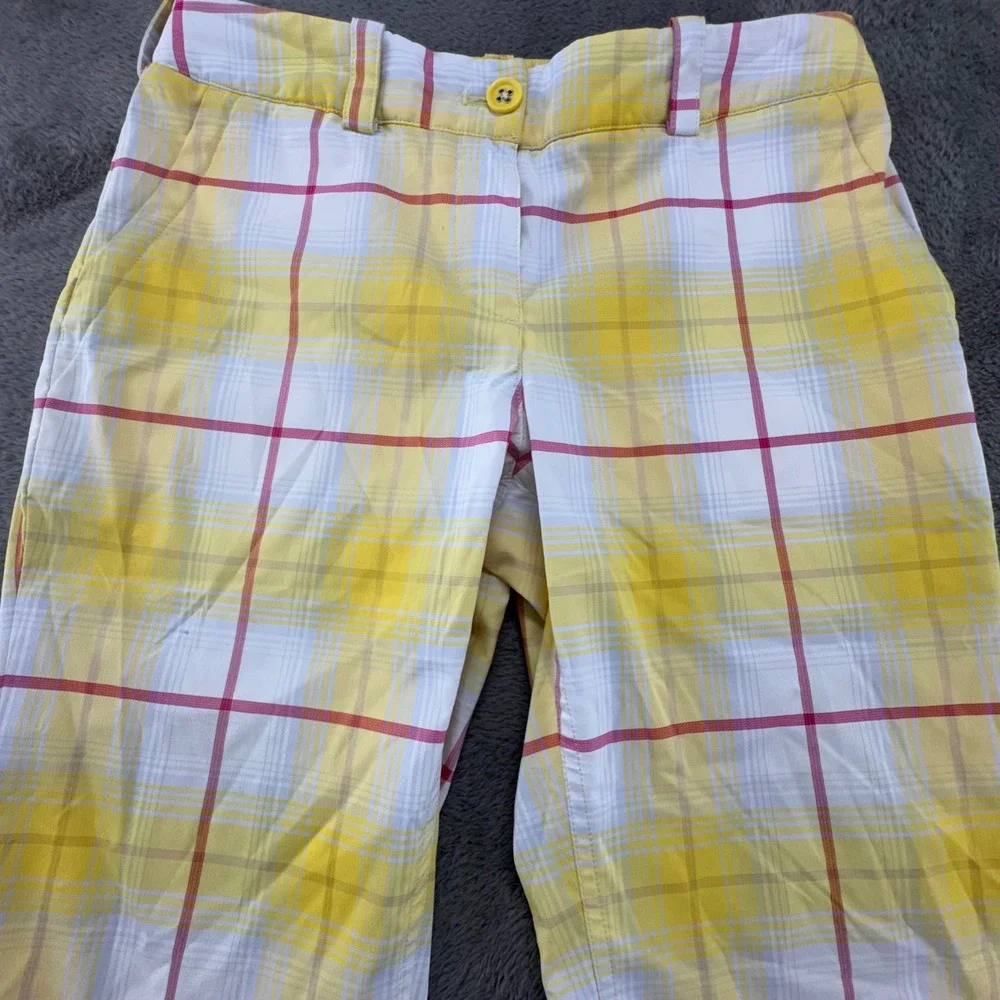 Nike Golf Tour Performance‎ Plaid Shorts Women Size 4 Yellow Pink White Dri-Fit